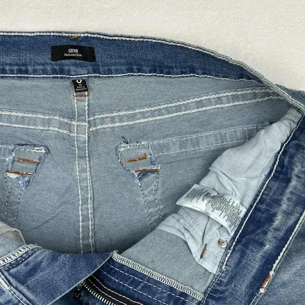 True‎ Religion Geno Relaxed Slim Whiskered Jeans SN Flap 38X33 Wash Blue